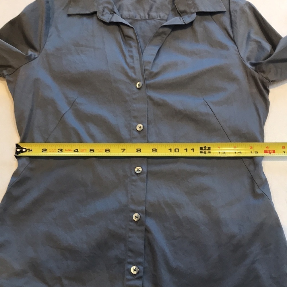Banana Republic Grey Tailored Crisp Cotton Button Up Dress Shirt Women's S - Picture 15 of 16